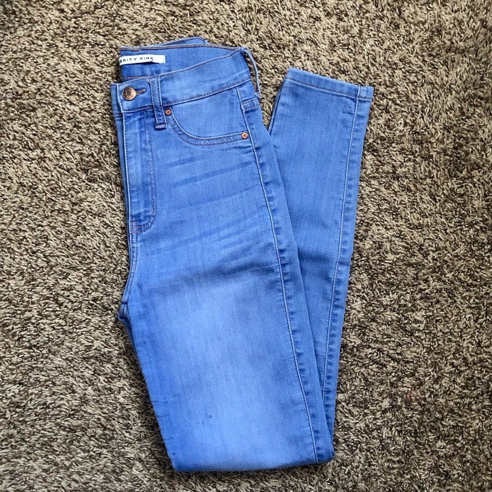 High Waisted Blue Skinny Jeans